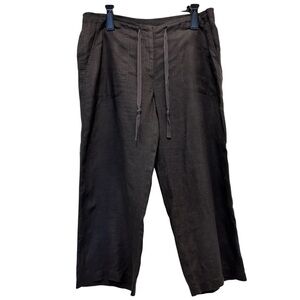 Eileen Fisher Cropped Black Linen Pants Relaxed Fit SZ M